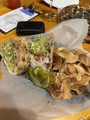 Turkey BLT Pita.  Comes with a side of chips.