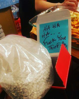 we opened the box and they left a note and a bag of rocks with no bottle.