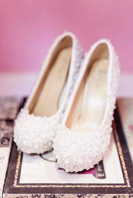 White wedding lace heels available for rent!