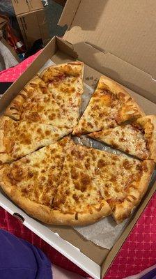 Thick crust cheese pizza