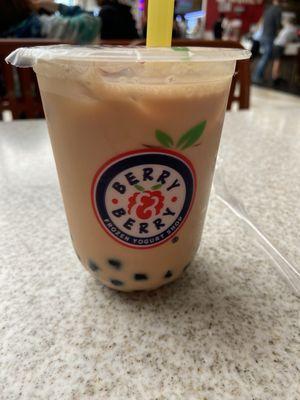 Lavender milk tea with boba