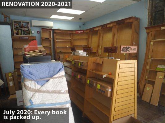 RENOVATION: July 2020 - Every book is packed up.