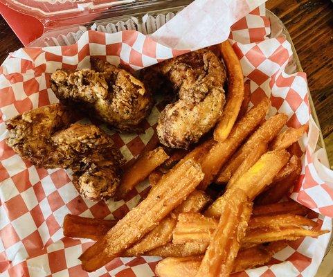 Love Shack -- chicken fingers and sweet potato fries