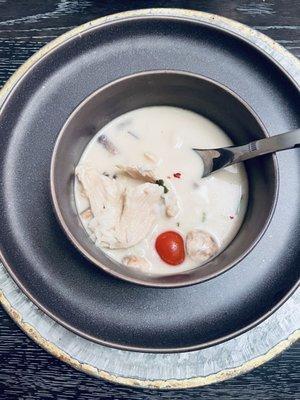 Tom kha with chicken. Very yummy and full of coconut flavor!