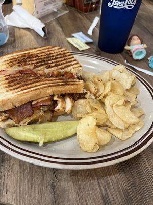 Buffalo Chicken & Bacon with onions/peppers panini