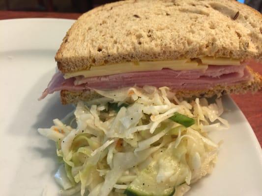 Half of the Polish Ham Sandwich, with some Green Salad.