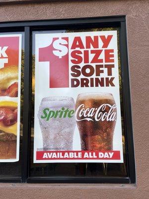 $1 Any Size Soft Drink!