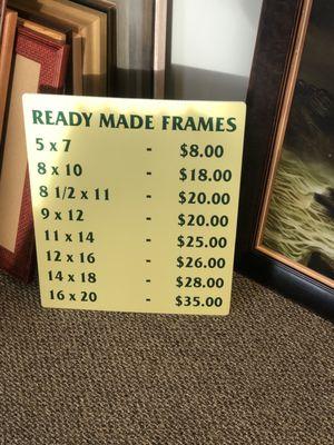 Prices for frames. And they're really nice