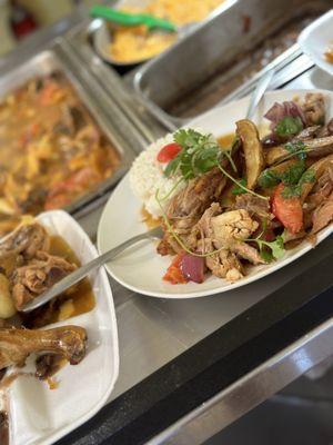 Delicious saltado de pollo and buffet