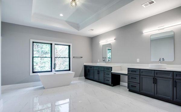 MCKB project in McLean, VA: 
Charcoal cabinets paired with black hardware to evoke a sense of modern luxury and style.