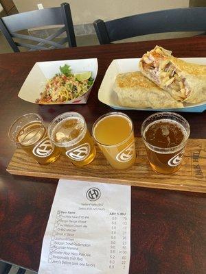 Sampler of beer and yummy food