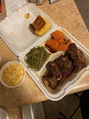 I ordered oxtails, mashed potatoes and gravy, yams and cabbage and this is what I got. Double check your food before you leave.