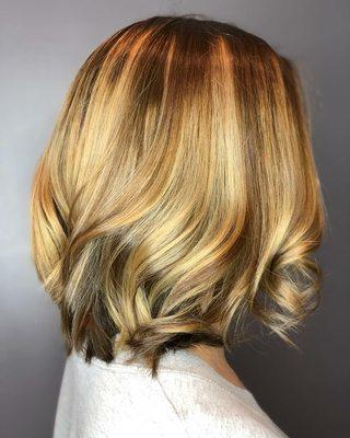 Blonde Balyage and layered cut