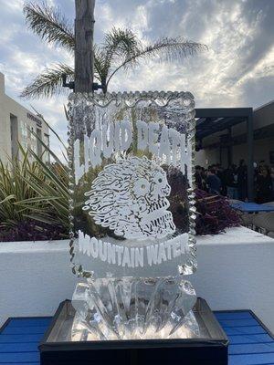 Liquid Death Mountain Water Logo Ice Sculpture