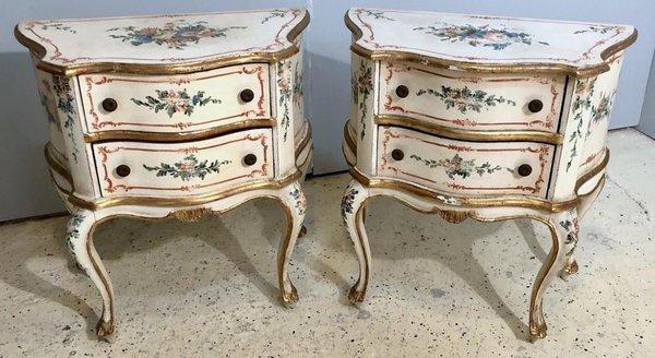 Pair of Venetian Painted End Commodes