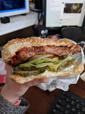 Over priced Beyond Burger with extra pickles