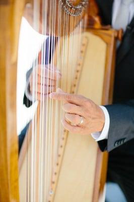 Milou + Olin capturing our harp playing at a Sacramento wedding.