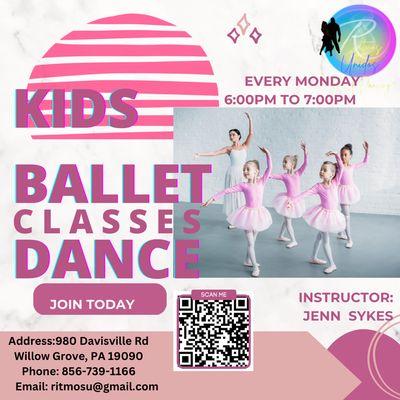 Kids Ballet Dance classes every Monday