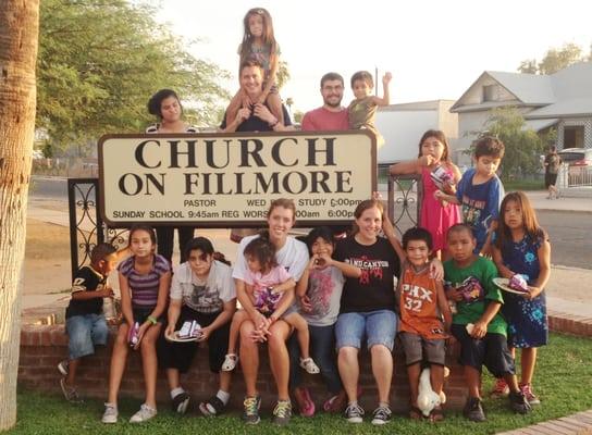 Kids came on a Friday night to play games, eat food, and learn from the Bible.