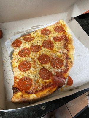 Two slices of pepperoni   Ask then the slice in half for you.