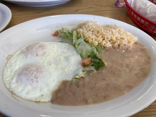 Eggs, beans rice