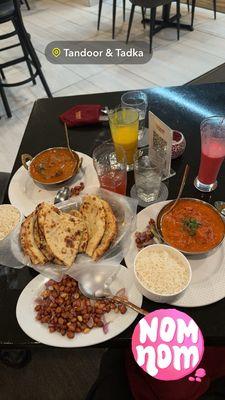 Butter Chicken, bread basket, peanut chaat, and more