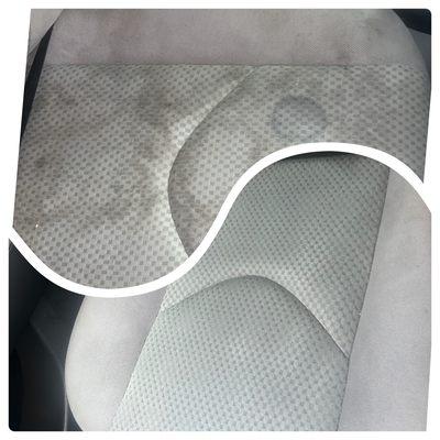 Light interior car seat stain removal