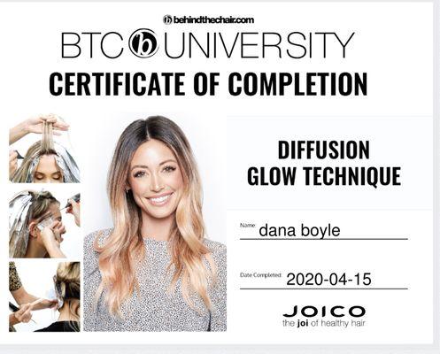 Blonding technique certification.