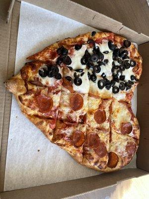 Valentine's Day heart shape pizza.