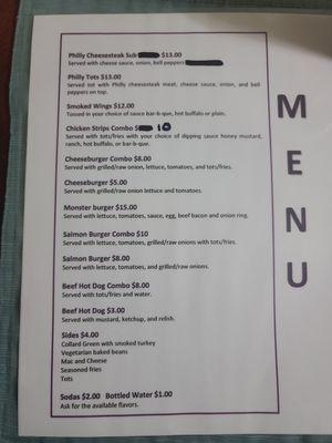 Here's a menu for you all to see