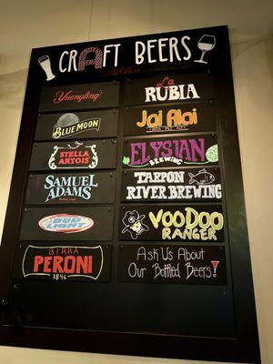 Craft beer options.