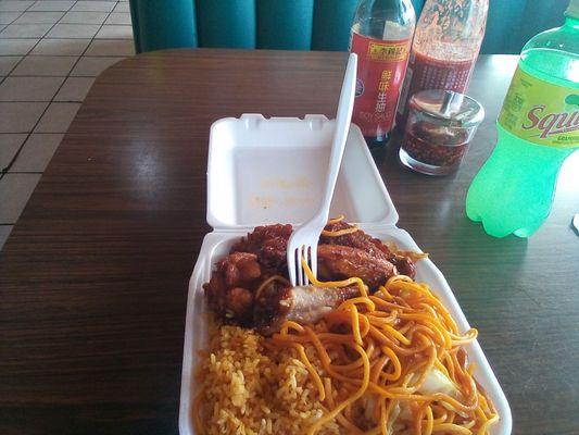 Chicken with mein noodles and fried rice @ Louie's #2 Chinese Food in San Pedro off South Pacific Avenue