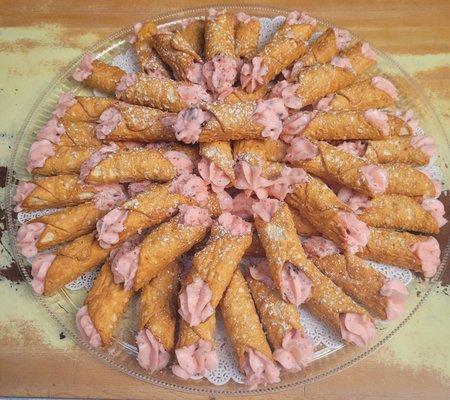 Pink cannoli for baby shower