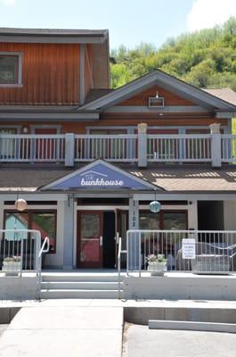 Our building and front deck lounging area.