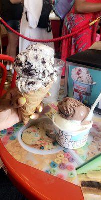 Chocolate Milk & Cookies on a cake batter cone