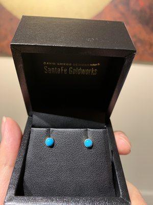 4mm round sleeping beauty turquoise stud earrings