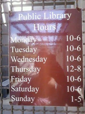 Library hours, I love how they are open on Sundays