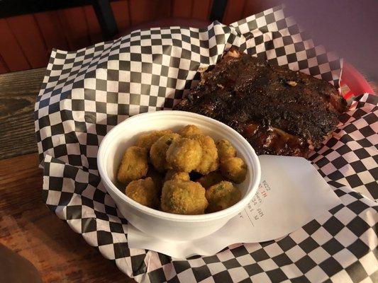 Small rib order with fried okra