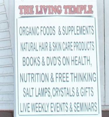 organic food, natural body care, books & DVDs on health, nutrition & free thinking, salt lamps, crystals, live events & seminars