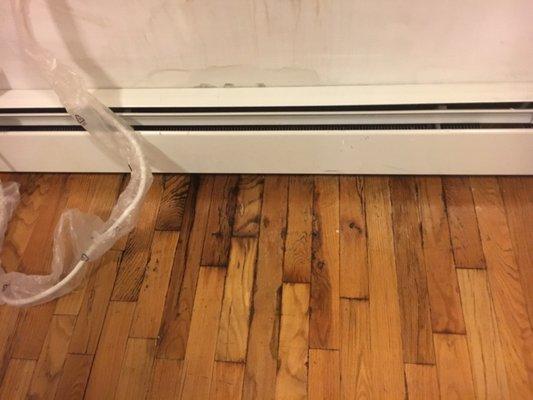 Water damage from an improperly installed air conditioner (before photos)