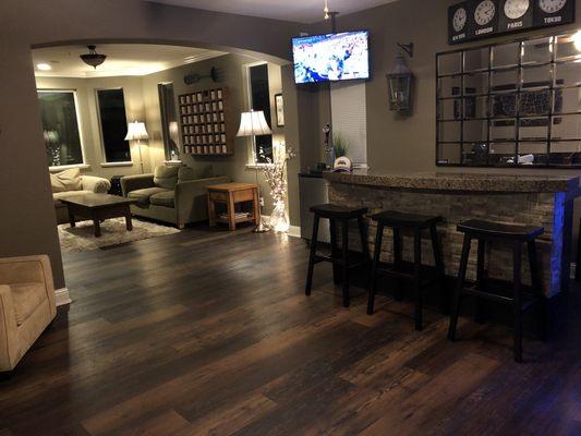 New flooring installation for client's home bar