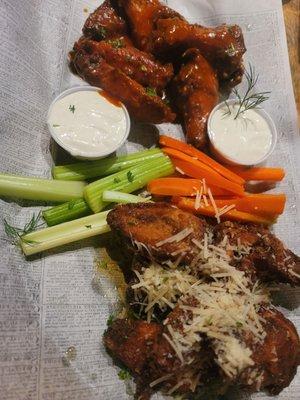 Garlic buffalo and parmesan garlic wings