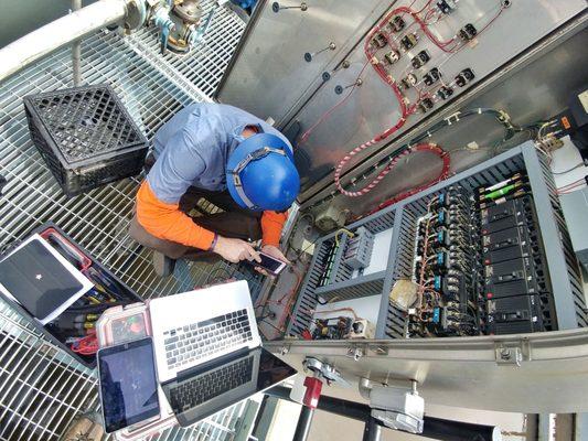 Troubleshooting controls at a water filtration plant.