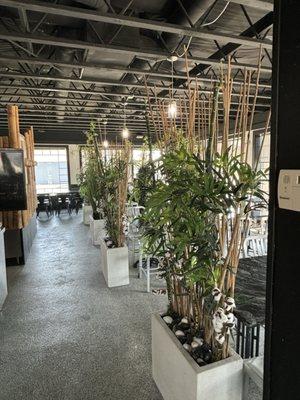 Semi private plants separate the tables and give a sense of intimacy and privacy