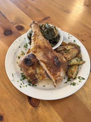 White BBQ Half Chicken with Bourbon Sautéed Spinach