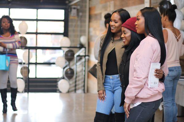 The GlamTwinz Guide To Longer, Healthier Hair book signing event. Kelsey & Kendra Murrell with their supporters on 2/18/2017