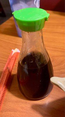 Dirty soy sauce container