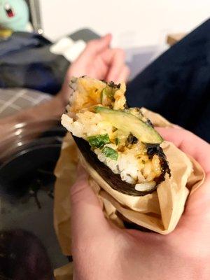 Extremely small sushi burrito