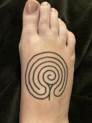 Labyrinth foot tattoo