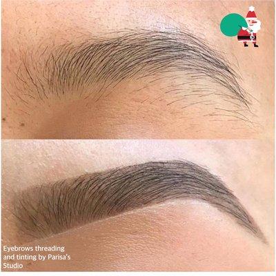 Eyebrows threading and tinting